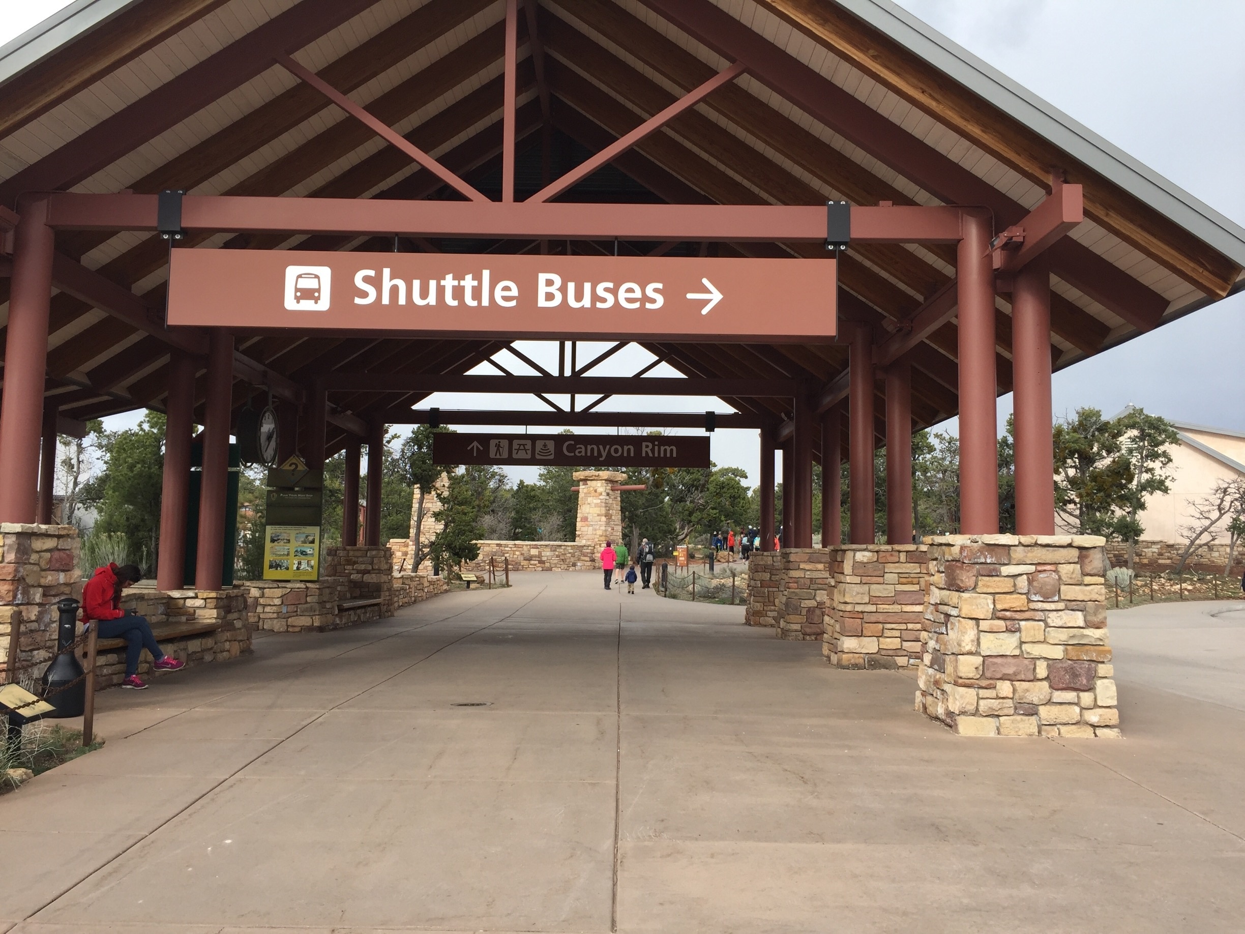 Shelter for taking the shuttle busses at grand canyon