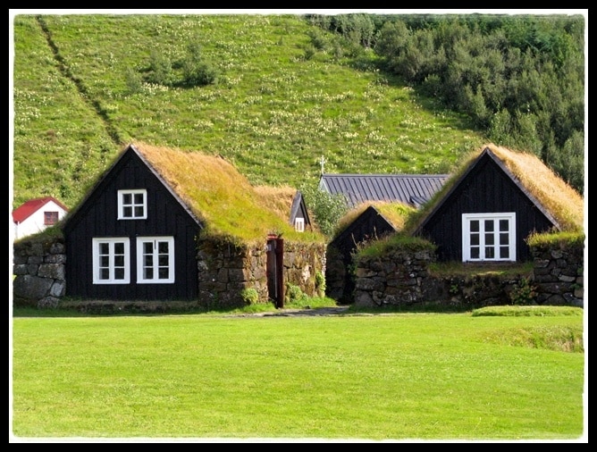 typical houses near Skogafoss