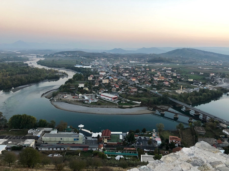 Great view from the castle during sunset in Albania