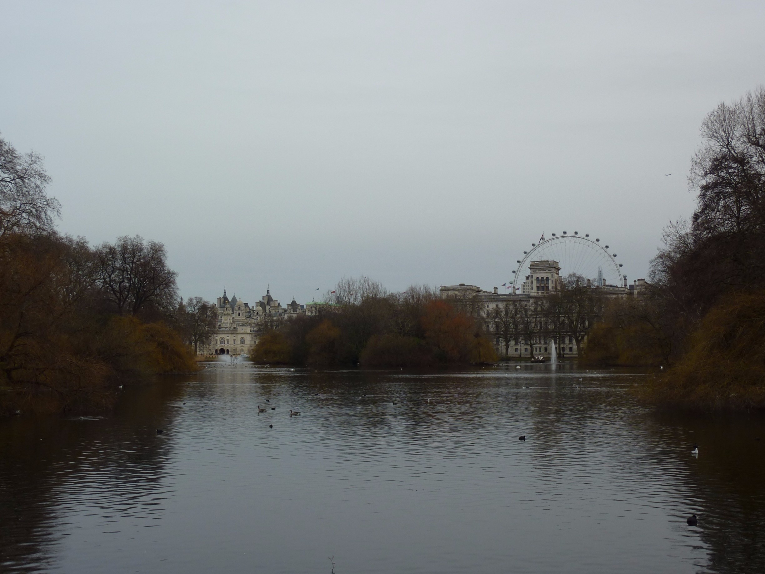 A walk through St James's Park on a typical cloudy London day