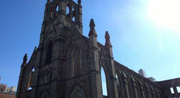 An old church has been hollowed out and is being prepped for renovation. 