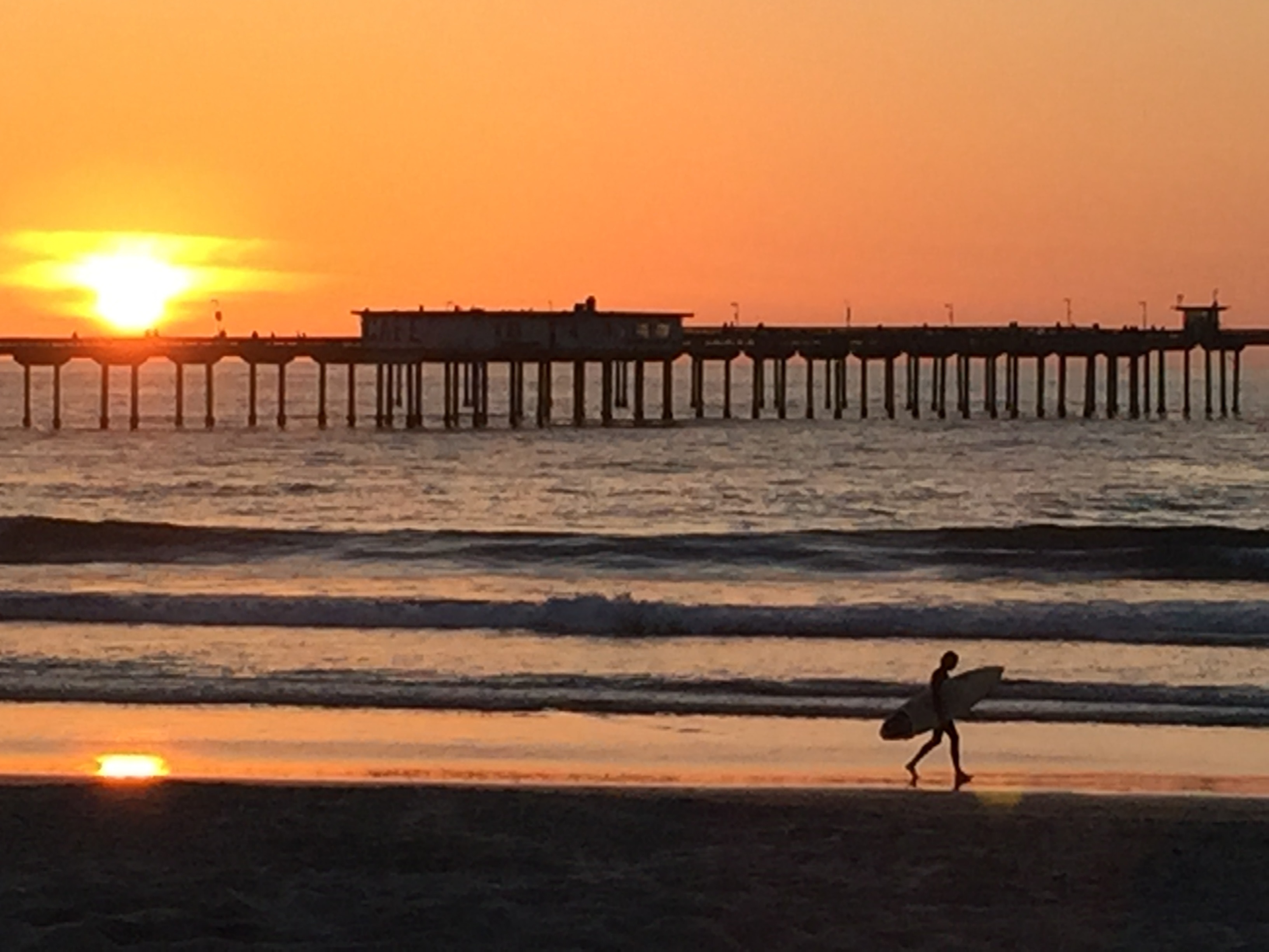 Magnificent sunsets can be found at funky little Ocean Beach in San Diego County.