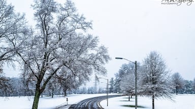 Beautiful road to Western Piedmont Community collage during snow day