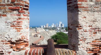 The view of the "new city" skyscrapers of Cartagena from the old fortress.