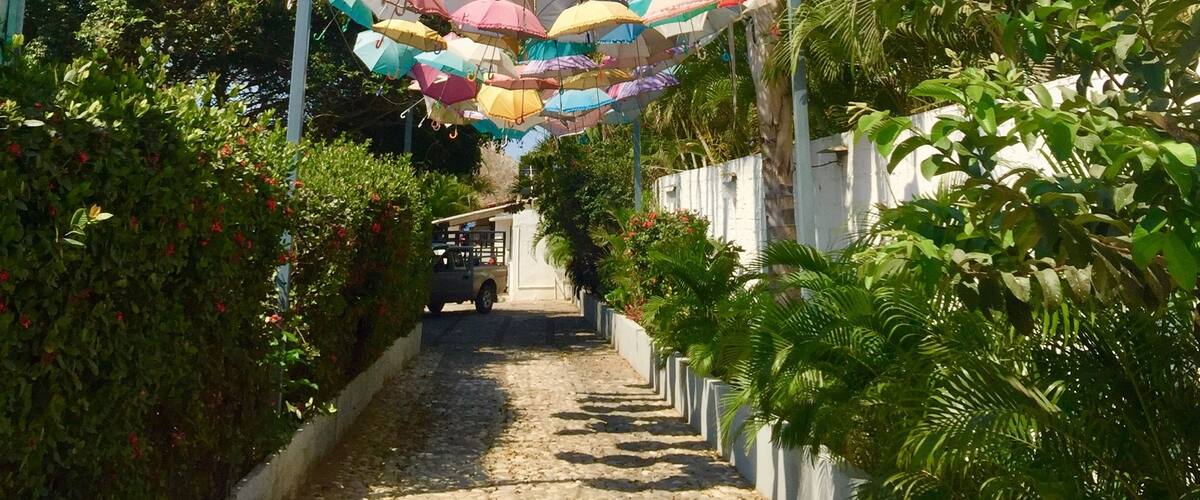 Bucerias in Mexico. Colourful umbrellas
