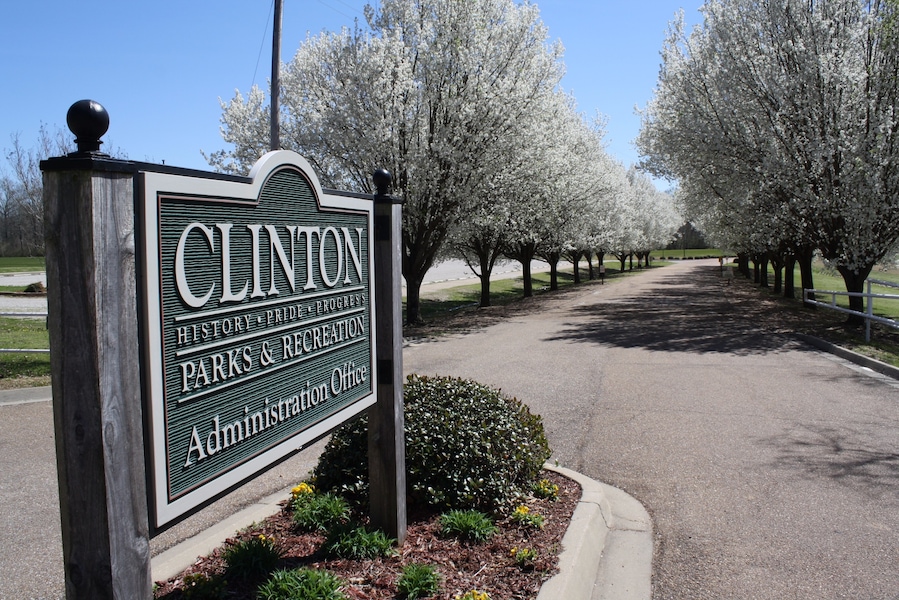 #LOVEMYTOWN. Clinton, Mississippi is especially beautiful in the Spring. The Bradford Pear Trees explode in brilliant white blossoms at the entrance to the Clinton Parks & Recreation Center.