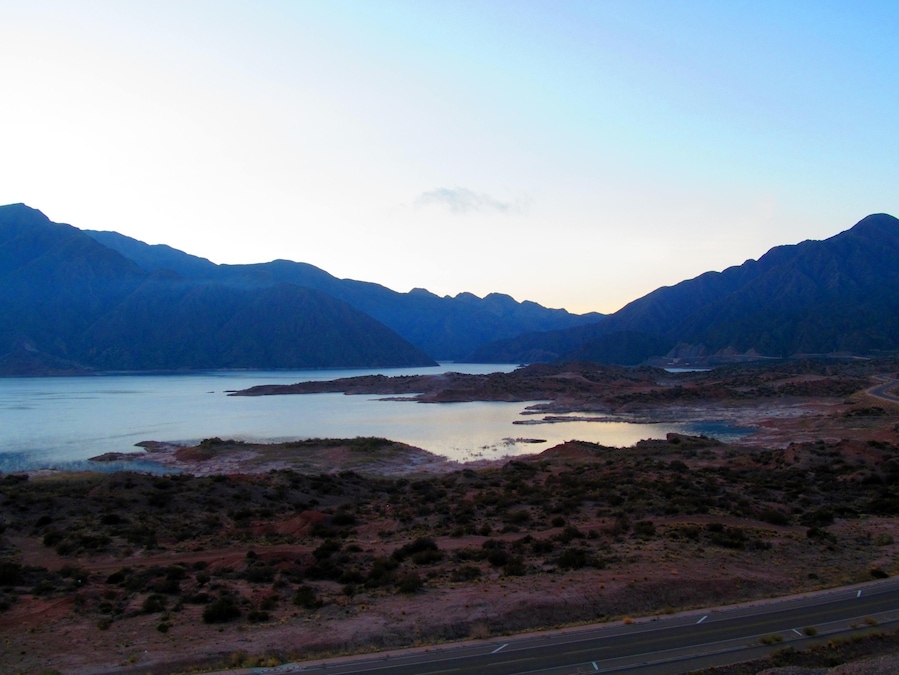 Artificial lake in this town over the Andes mountain. This provides water to all the Mendoza city. It is in the way to the Aconcagua mountain.