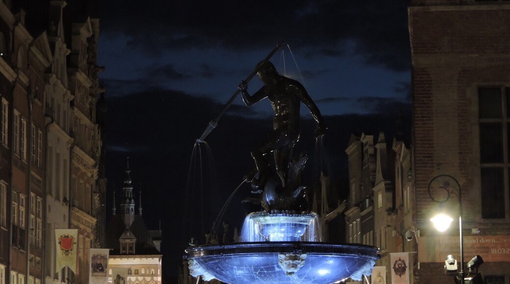 Neptune's Fountain (gosbrunnur Neptúnusar), Gdańsk, Pommernhérað, Pólland