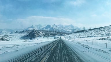 The less travelled part of China: on the icy road of Qilian mountain in the late December at the border of Gansu Province and Qinghai Province #ontheroad #lifeatexpedia