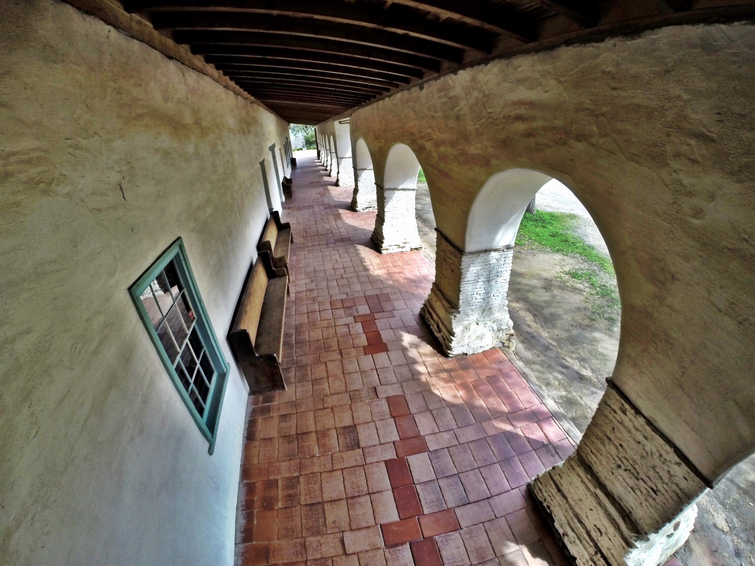 The hallway of Mission San Juan Bautista