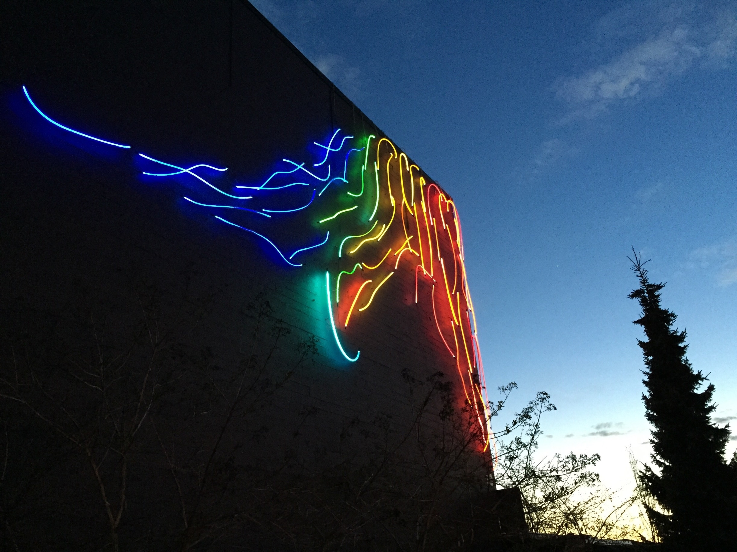 Neon art at sunset. There's also a very cool skatepark right beside the theater. 

#roadtrip