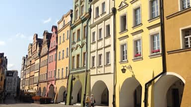 The town square of Jelenia Gora is lined with colorful buildings with Polish shops and restaurants on the street level.
#colorful