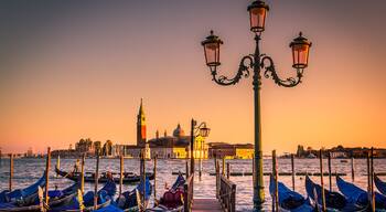 The golden glow of Venice during sunset.