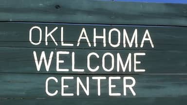 Oklahoma welcome center on I-44/Will Rogers Turnpike.