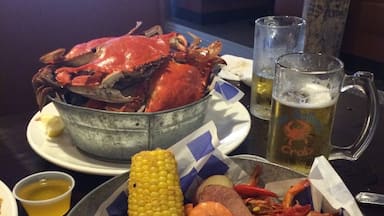 Blue Crab (1/2 dozen) 13.99 
Deep south delight! 16.99
Choose your flavors of garlic, lemon pepper, old bay, rajun cajun or all the above!! And choose your heat preference: plain, mild, med or extreme. 
Located at
708 east oglethorpe hwy. hinesville ga 31313. 
