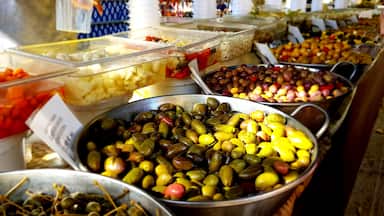 Different varieties and flavors of Olives.