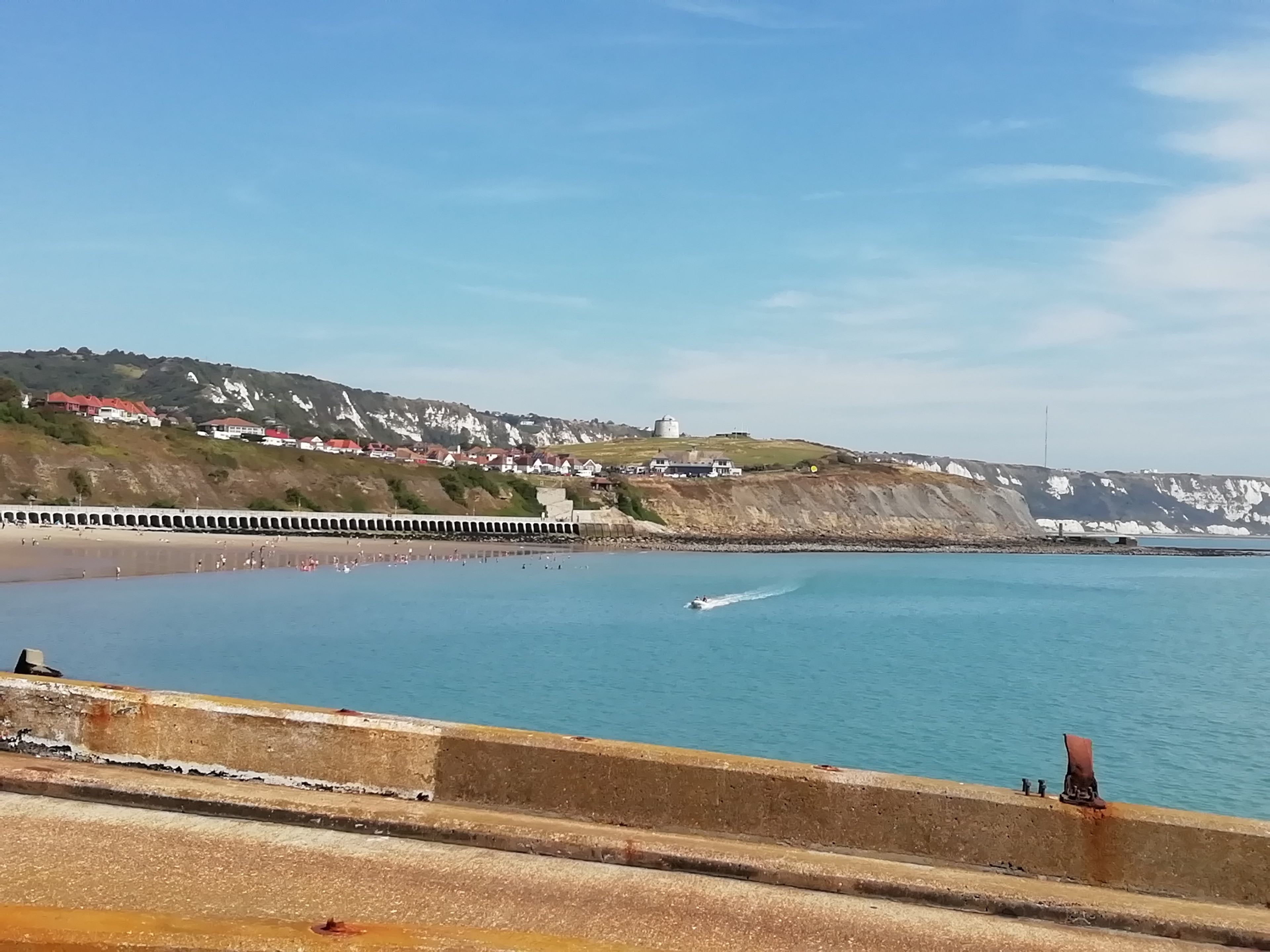 Looking across the harbour to Sunny Sands from the Harbour Arm.