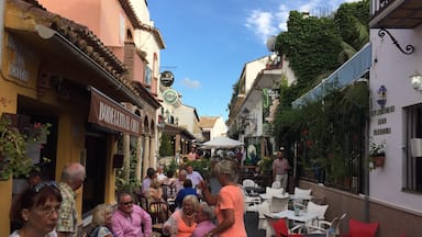 Small village full of restaurants 