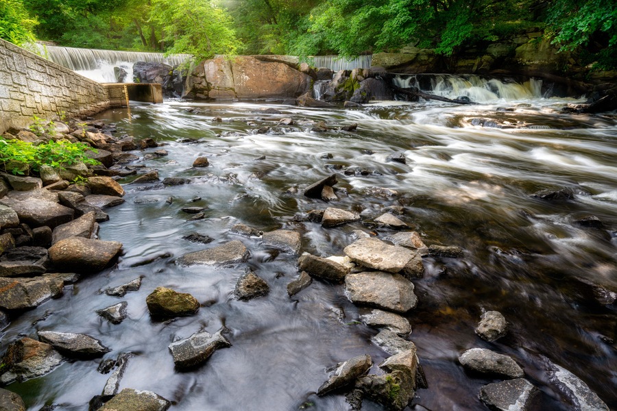Hunts Mills Picnic and Recreation Area. It has a nice waterfall and trails for hiking. It also has a museum and the remnants of what was a turn of the century amusement park. Nice place for a walk.