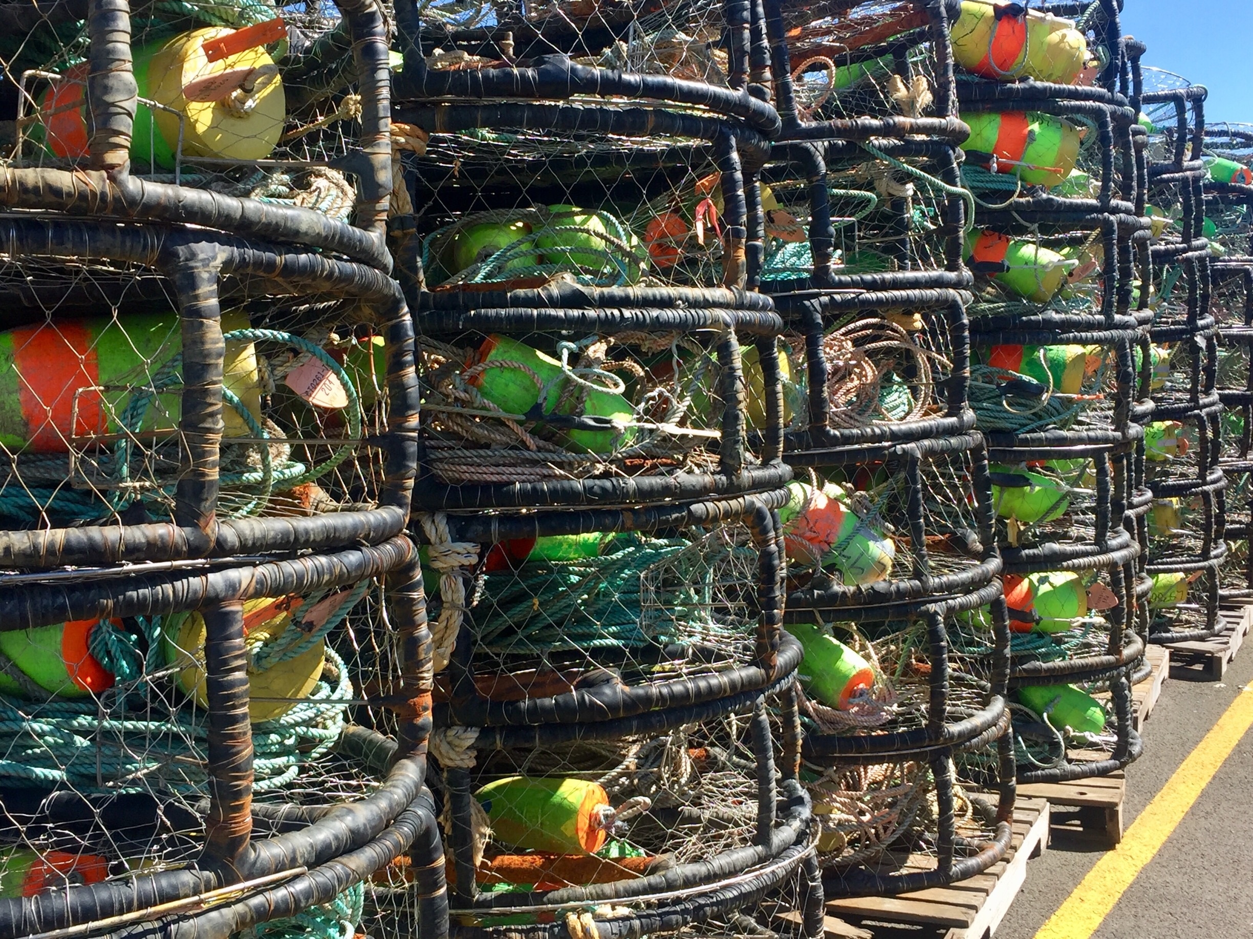 Crab pots. Stacked and ready to go! 