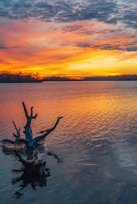Sunset on Sangchris Lake.