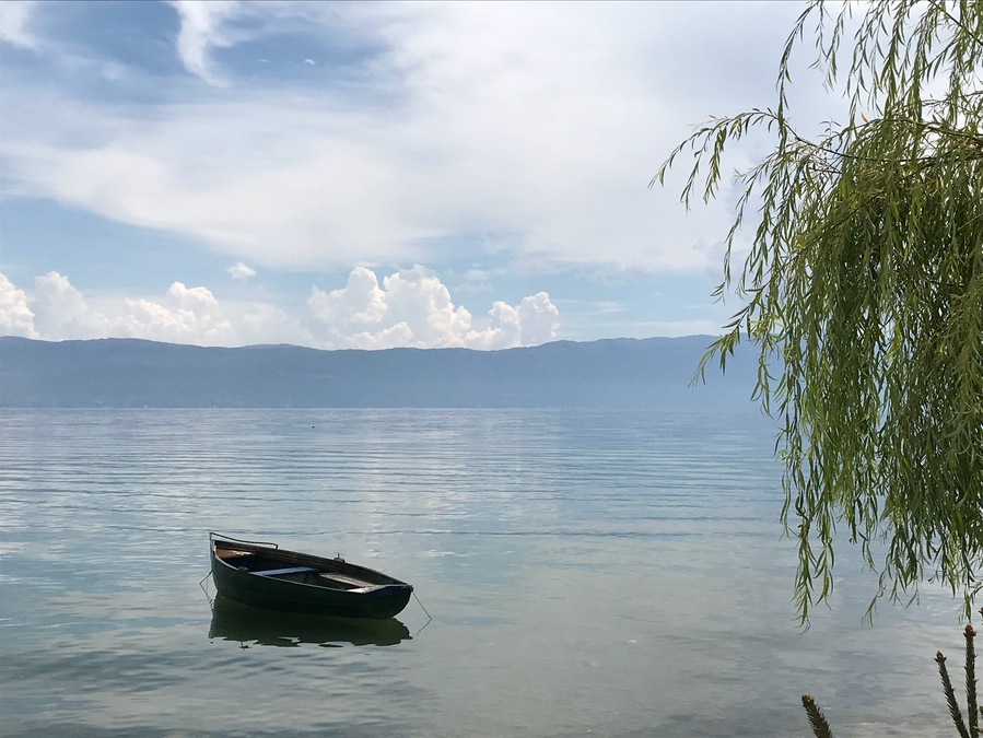 Lake Ohrid from Radožda, Macedonia. Enjoy lunch here after your visit to the Saint Archangel Michael Church.