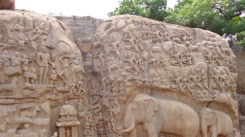 Arjuna Vezeklése-dombormű, Mahabalipuram, Tamilnádu, India