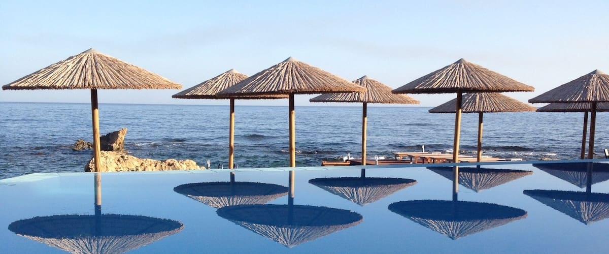 Greece, Chania 
View from swimming pool just in front of the sea. Great! #greece #chania #nature #pointofview