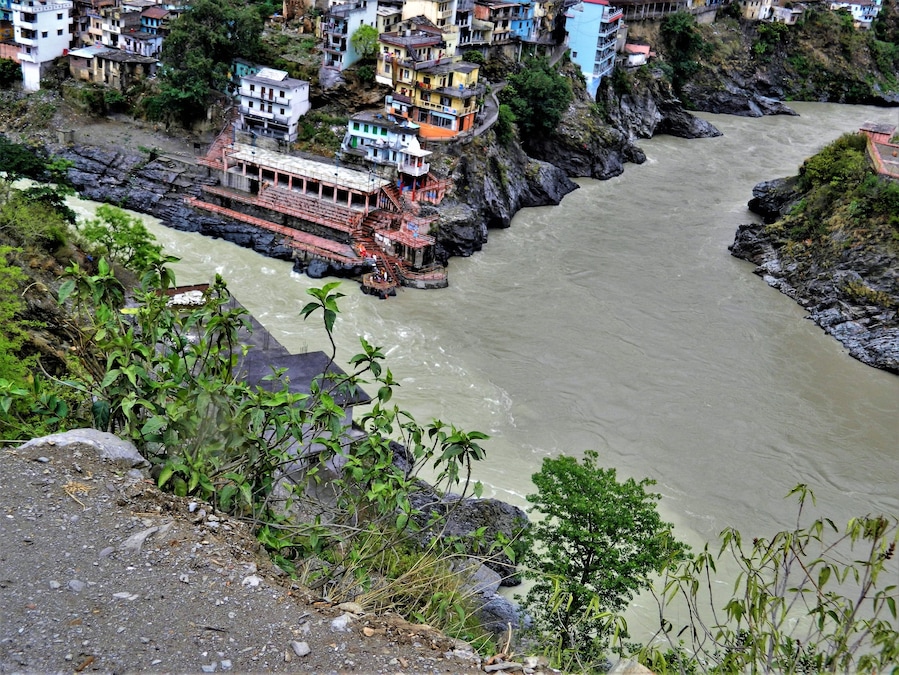 A mighty confluence of the two great rivers Alaknanda and Bhagirathi which merge themselves and called as the holy river Ganga.