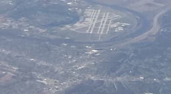 Eppley airfield near Omaha. River Missouri snakes past the airfield! 