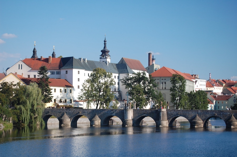 Písek Stone Bridge
The town of Písek is situated on the Otava River, and is around 100 km south of Prague. Decorated with (replica) baroque statues, this is the oldest stone bridge in the Czech Republic.
It does have a similar feel to Charles Bridge in Prague, although there are much less tourists in Písek.
#colorful