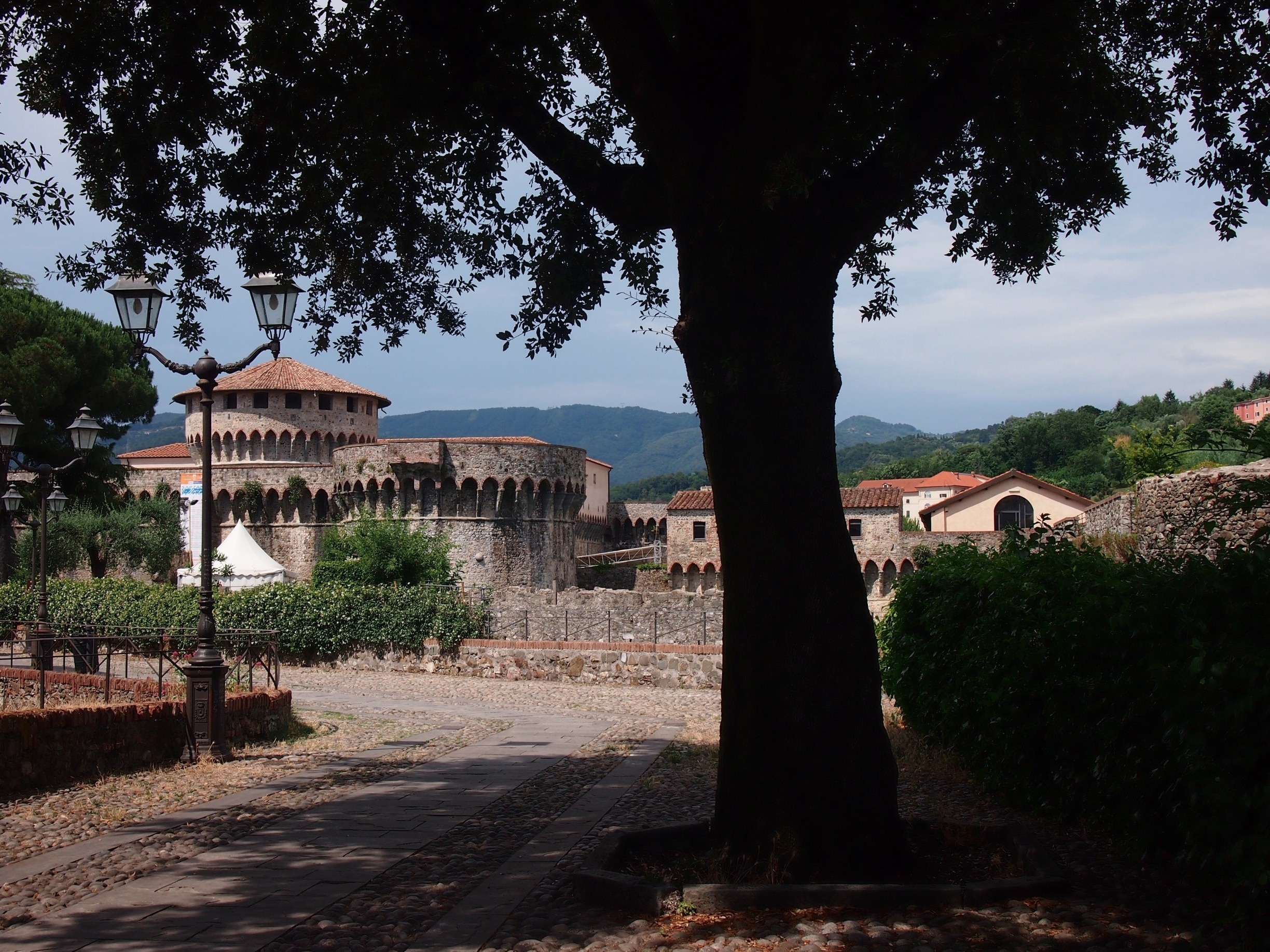 View of the Fortezza, from the top of the nearby hill, bordering the city of Sarzana.