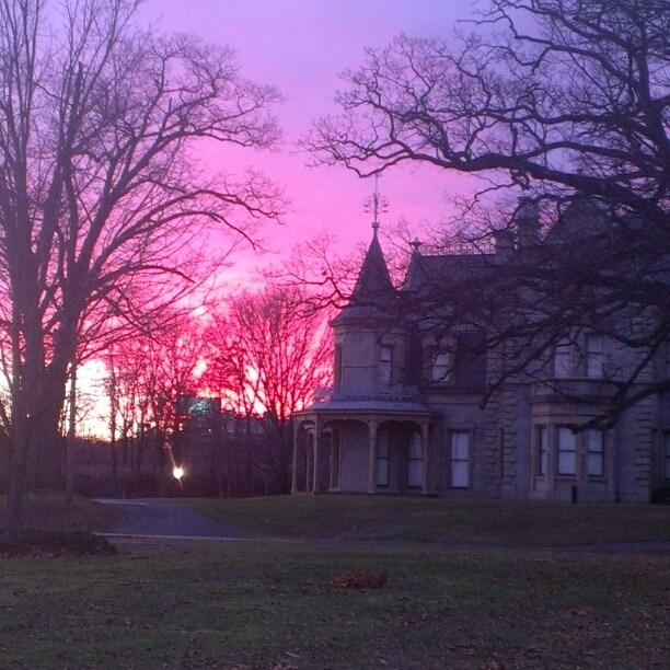 A surprising mid winter sunset at the Lockwood mansion. 