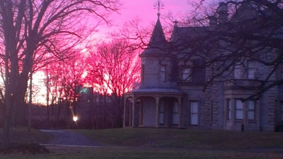 A surprising mid winter sunset at the Lockwood mansion.