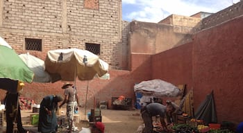 One of the flea food market places hidden in the souks of Marrakesh.