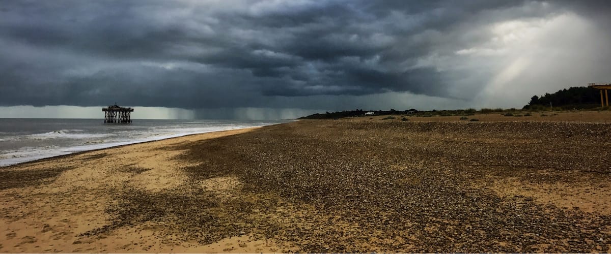 Storm clouds over Sizewell beach, Suffolk