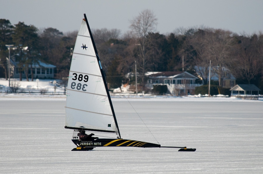 Ice boating on The Toms River in New Jersey. #River