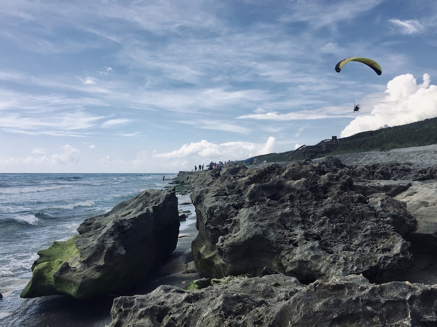 Blowing Rocks Preserve is an environmental preserve on Jupiter Island in Hobe Sound. It contains the largest Anastasia limestone outcropping on the state's east coast. Not often we get to see rocky outcrops on Florida beaches and the powered parachute was the icing on the cake...