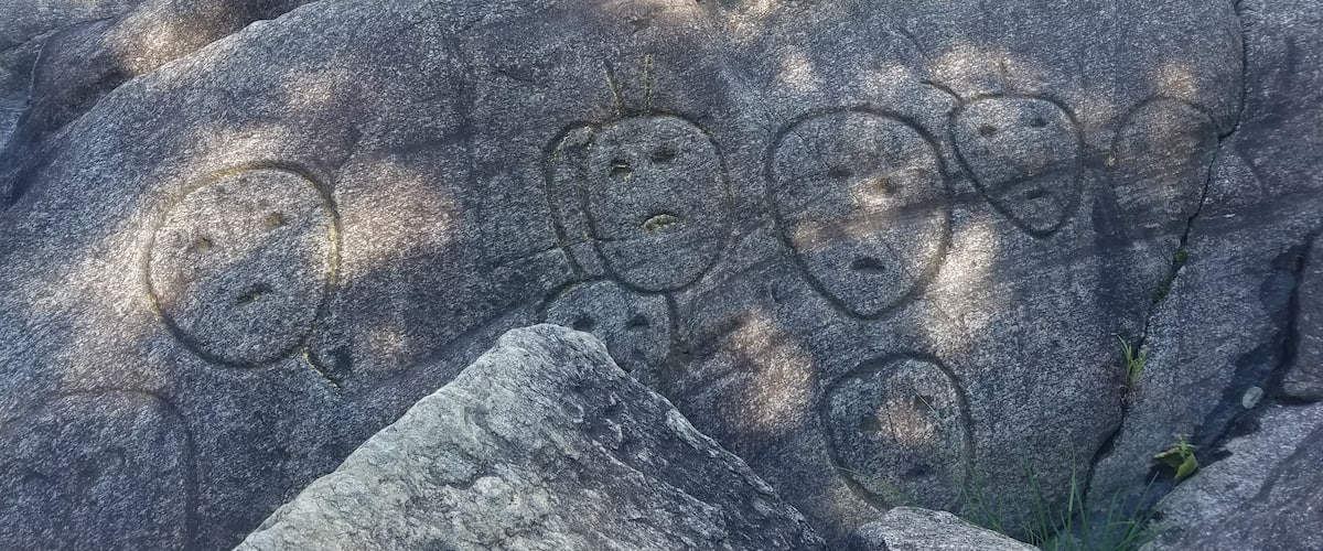 Petroglyphs carved into the rocks along the connecticut river in vt.