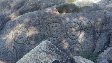 Petroglyphs carved into the rocks along the connecticut river in vt.