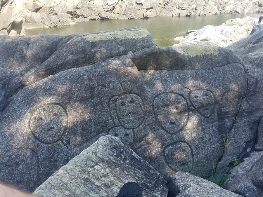 Petroglyphs carved into the rocks along the connecticut river in vt.
