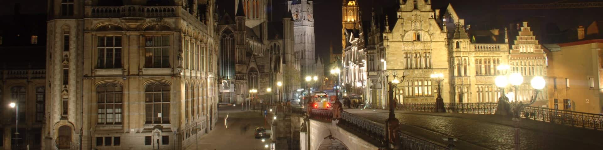 View of St Michael's Bridge and central Ghent from my hostel window.