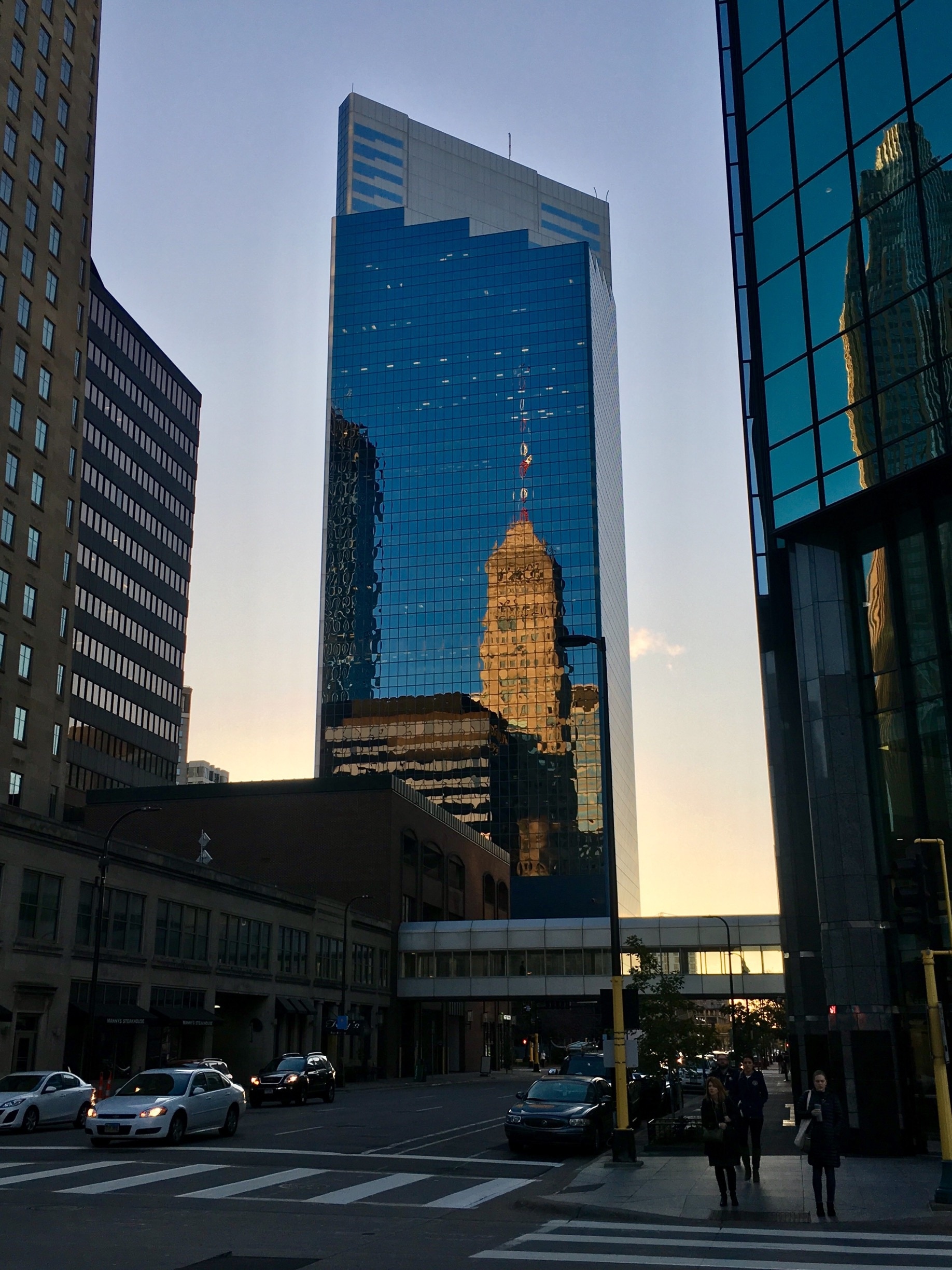 I love how the historic Foshay tower is reflected in the newer skyscraper. The Foshay was once the tallest standing building in Minneapolis from 1929-1972, and shows a bit of what life may have been like back then. #UrbanJungle #Minneapolis
