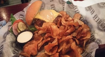 Bourbon barrel mushroom burger with smoked gouda and pub mayo.