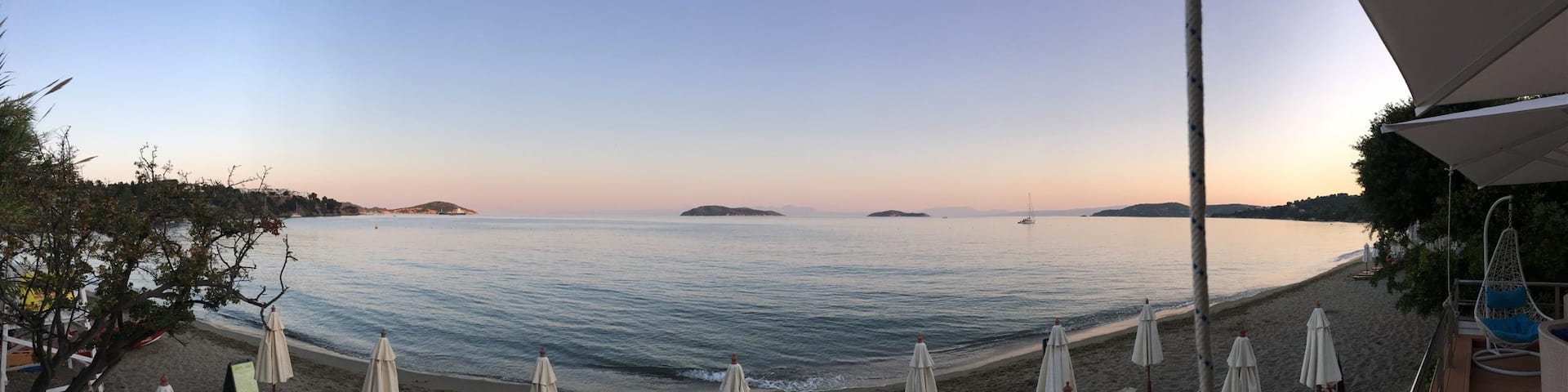 Sun setting over skiathos