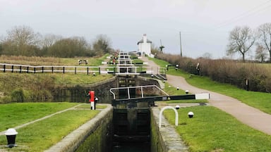 Beautiful canal locks at Foxton Leicestershire England. Lovely walkway and stunning English countryside.