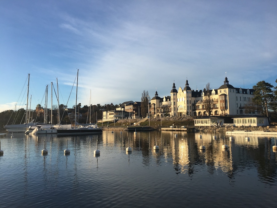 Just south of Stockholm is Saltsjobaden and at the end of the peninsula is the old Grand Hotel. Beautiful walk in winter around the beach and quaint harbor. Must be doubly fun in summer!