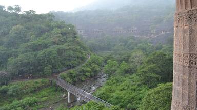 View of Ajanta cave's from atop during rain #lifeatexpedia
