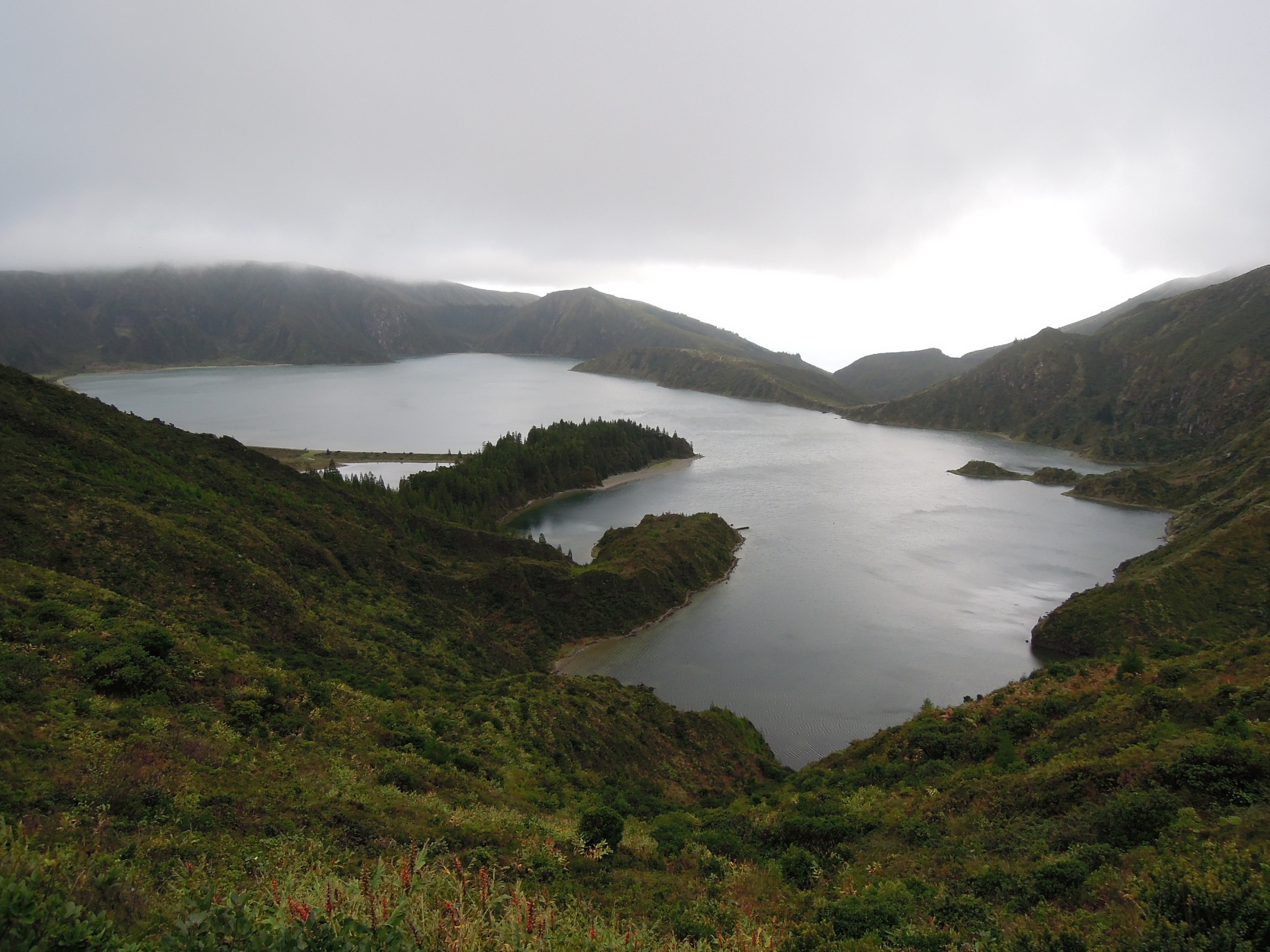 Lagoa do Fogo is a crater lake within the Agua de Pau Massif