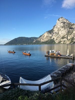 Traunsee in Austria is simply stunning in summer with beautiful views of mountains plunging into the 200m deep clear lake from lakeside hotels.